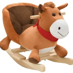 Jouets-vidaXL Cheval à bascule avec dossier Peluche 60x32x50 cm Marron