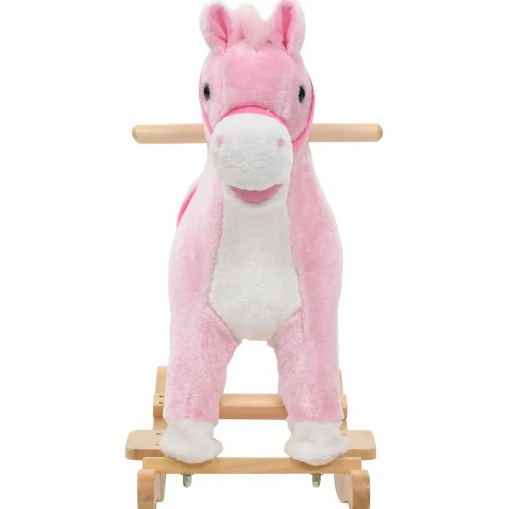 Jouets-vidaXL Cheval à bascule Peluche 65x32x58 cm Rose