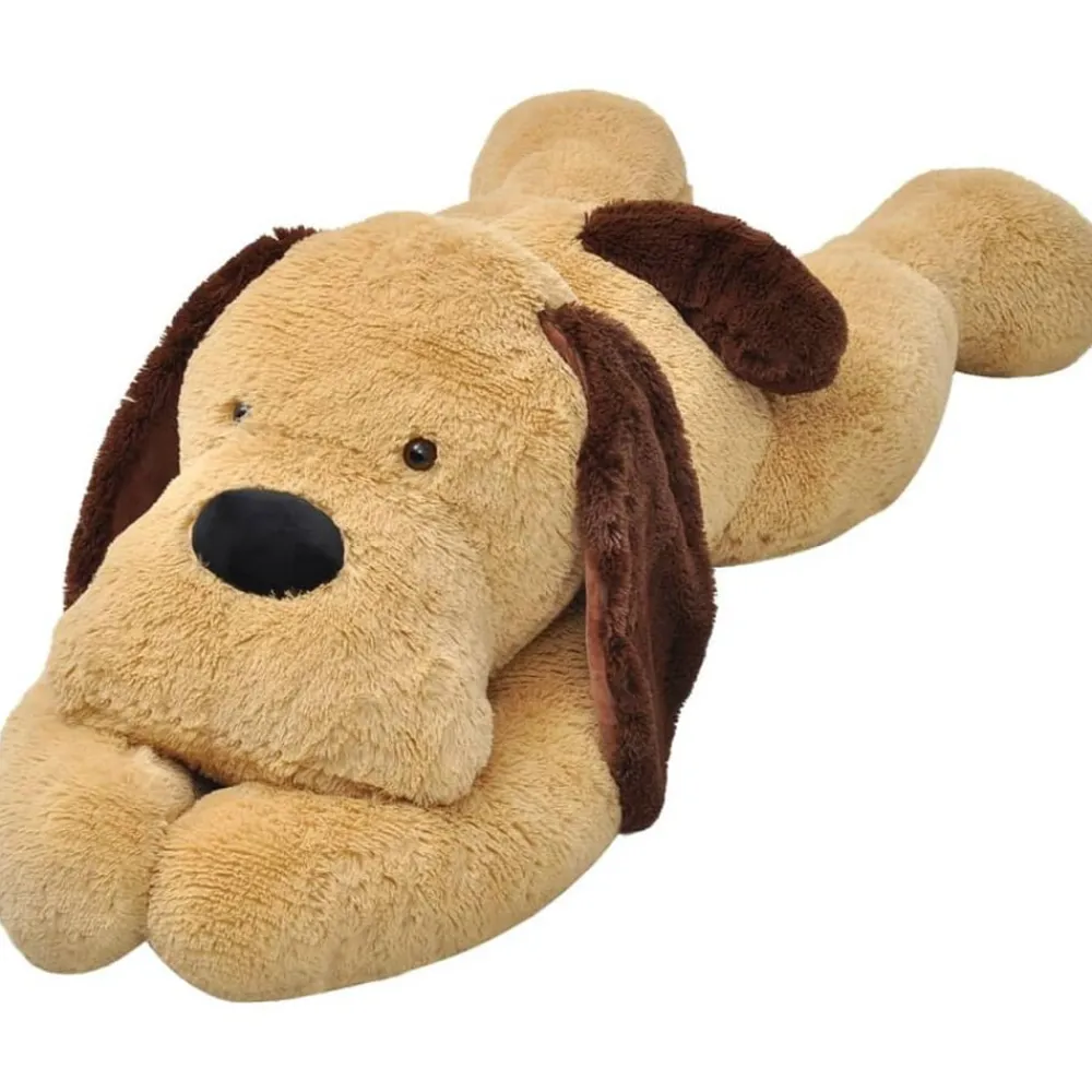 vidaXL Chien en peluche 80 cm Marron