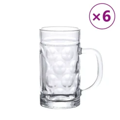vidaXL Chopes à bière avec poignée en verre 6 pcs 500 ml