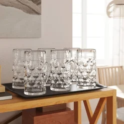 vidaXL Chopes à bière avec poignée en verre 6 pcs 500 ml