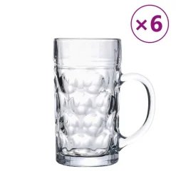 Arts De La Table & Arts Culinaires-vidaXL Chopes à bière avec poignée en verre 6 pcs 1000 ml