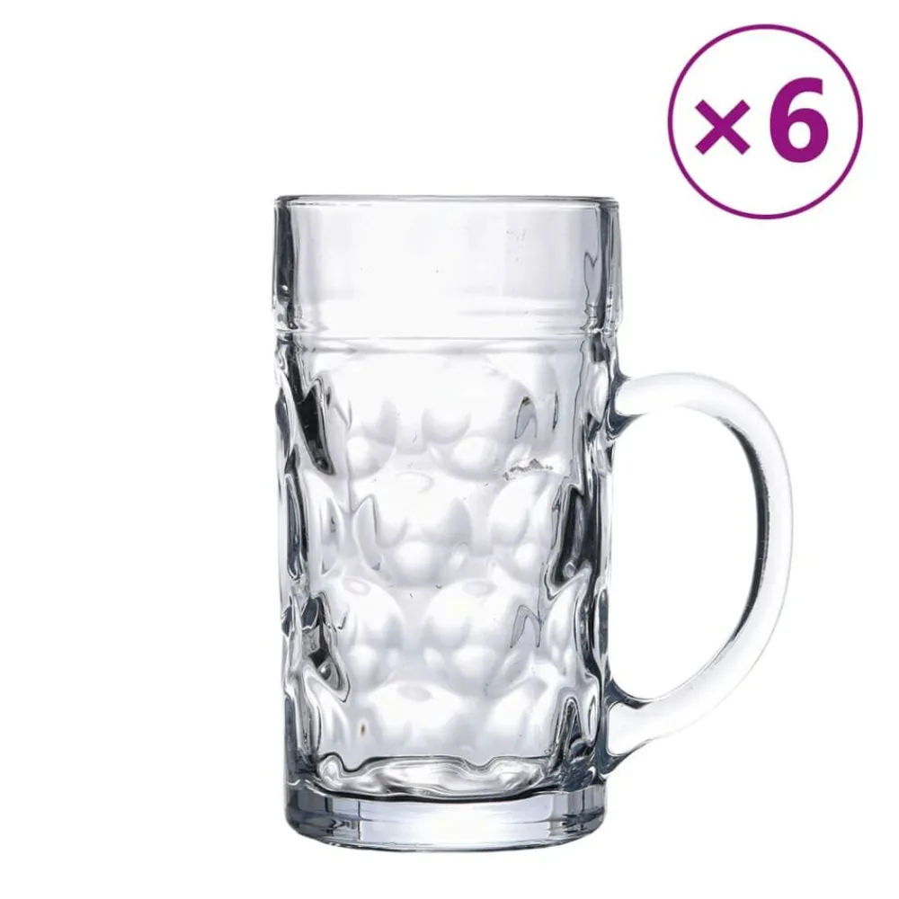 Arts De La Table & Arts Culinaires-vidaXL Chopes à bière avec poignée en verre 6 pcs 1000 ml