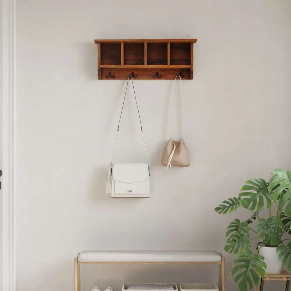 vidaXL Cintre Marron 70 x 11 x 27 cm Bois de Mahogany Massif