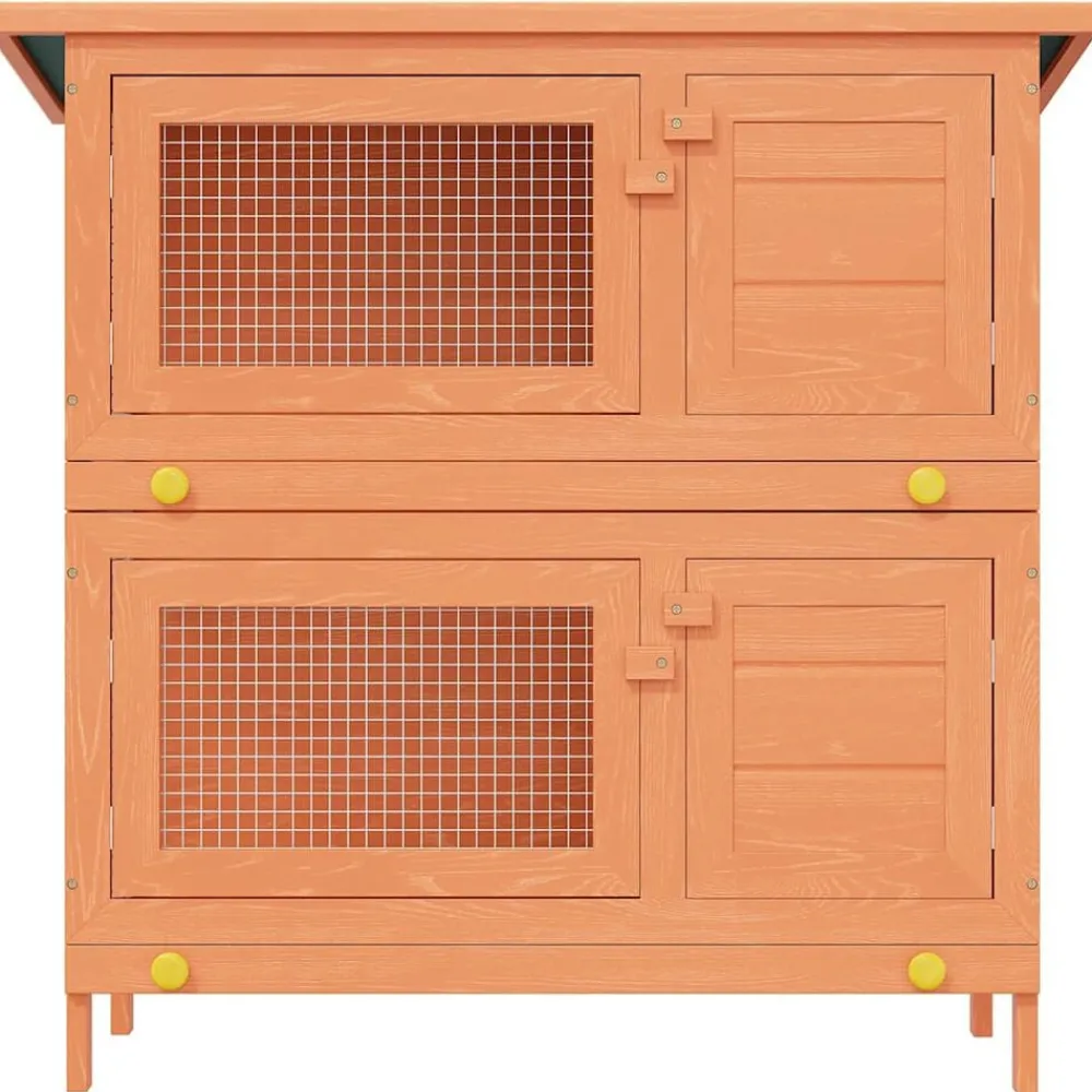 Articles Pour Animaux De Compagnie-vidaXL Clapier d'extérieur Enclos pour petits animaux 4 portes Bois Laiton