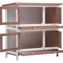 Articles Pour Animaux De Compagnie-vidaXL Clapier d'extérieur 4 portes Bois Marron