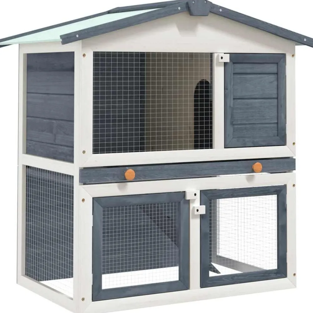 vidaXL Clapier d'extérieur 3 portes Bois