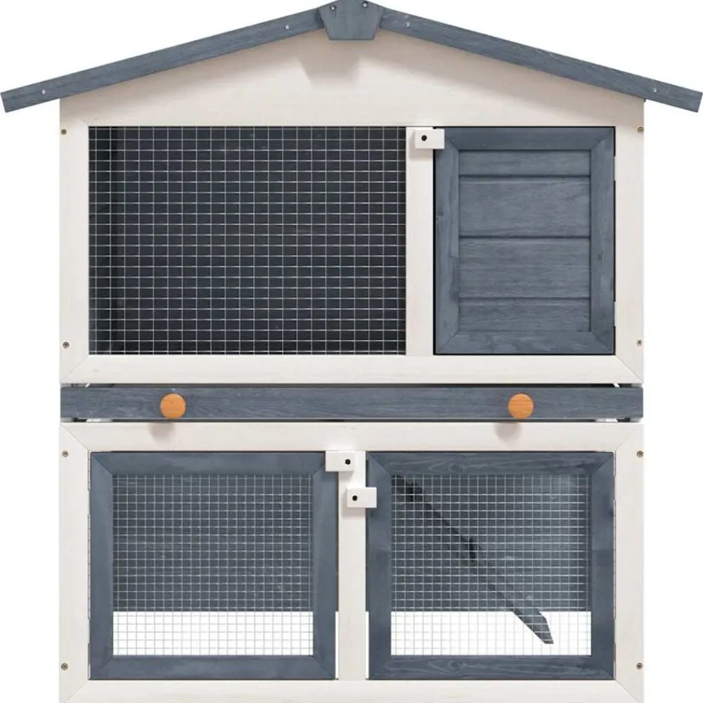 vidaXL Clapier d'extérieur 3 portes Bois