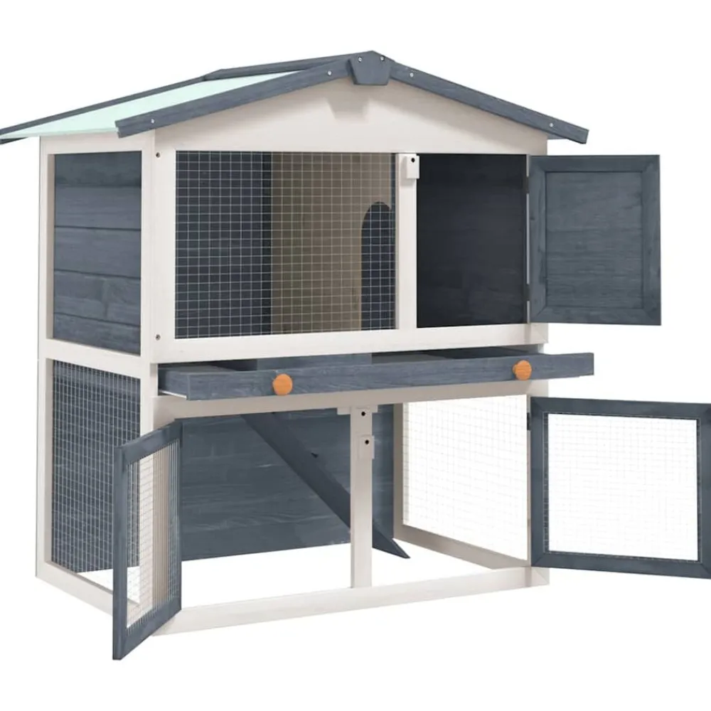 vidaXL Clapier d'extérieur 3 portes Bois