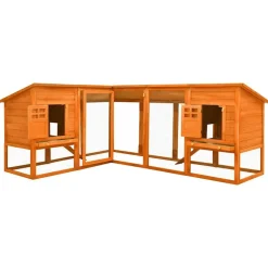 Articles Pour Animaux De Compagnie-vidaXL Clapier d'extérieur avec piste Bois de sapin solide Marron