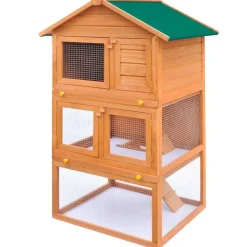 Articles Pour Animaux De Compagnie-vidaXL Clapier d'extérieur Enclos pour petits animaux 3 niveaux Bois