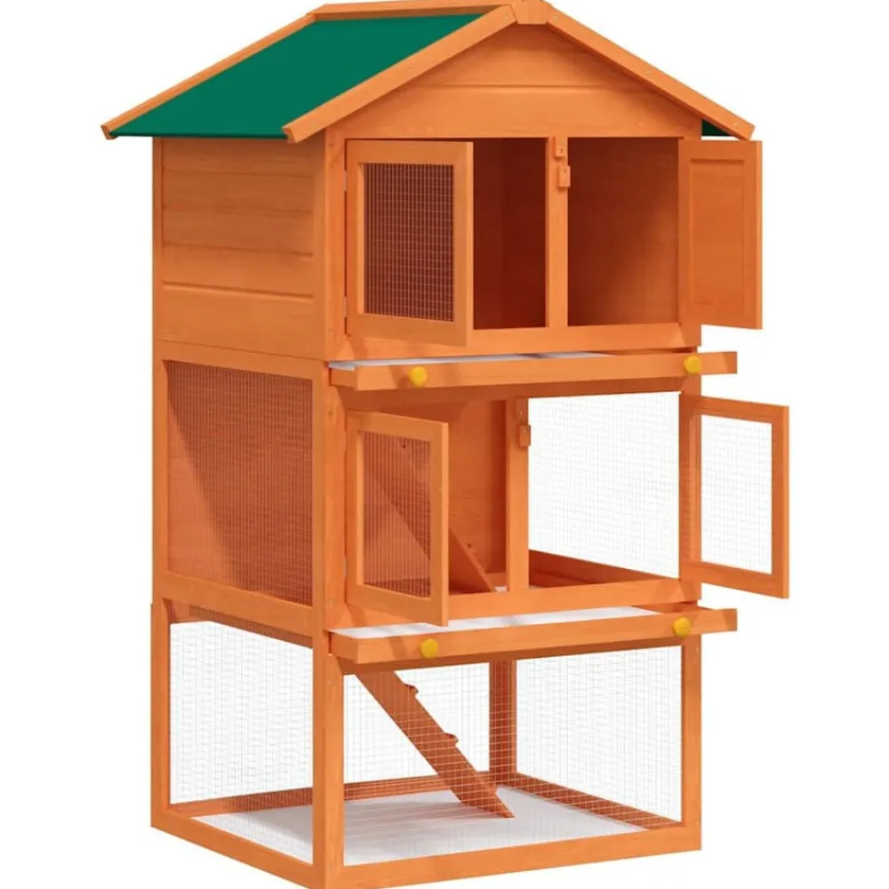 Articles Pour Animaux De Compagnie-vidaXL Clapier d'extérieur Enclos pour petits animaux 3 niveaux Bois