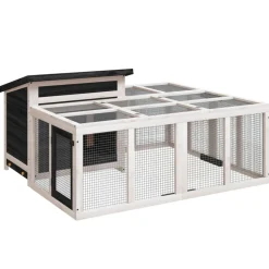 Articles Pour Animaux De Compagnie-vidaXL Clapier 144x123x67,5 cm bois de pin massif Gris