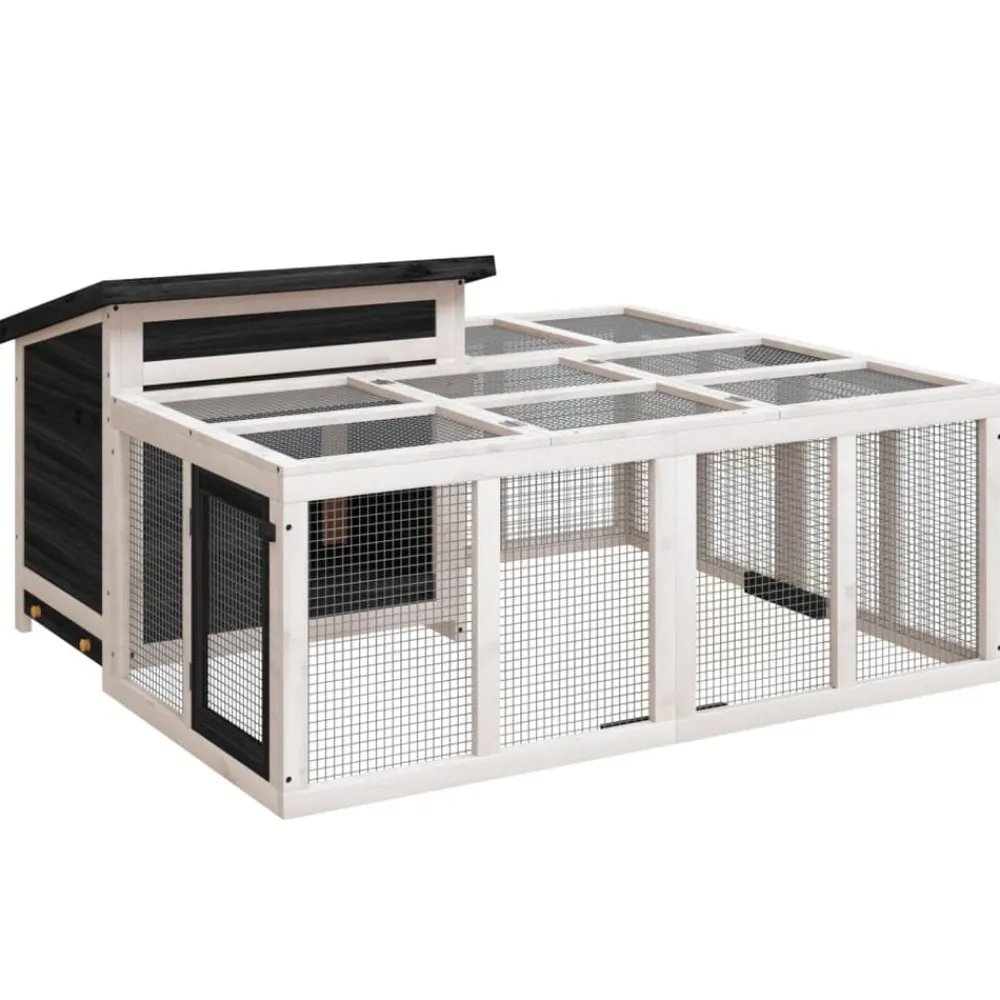Articles Pour Animaux De Compagnie-vidaXL Clapier 144x123x67,5 cm bois de pin massif Gris