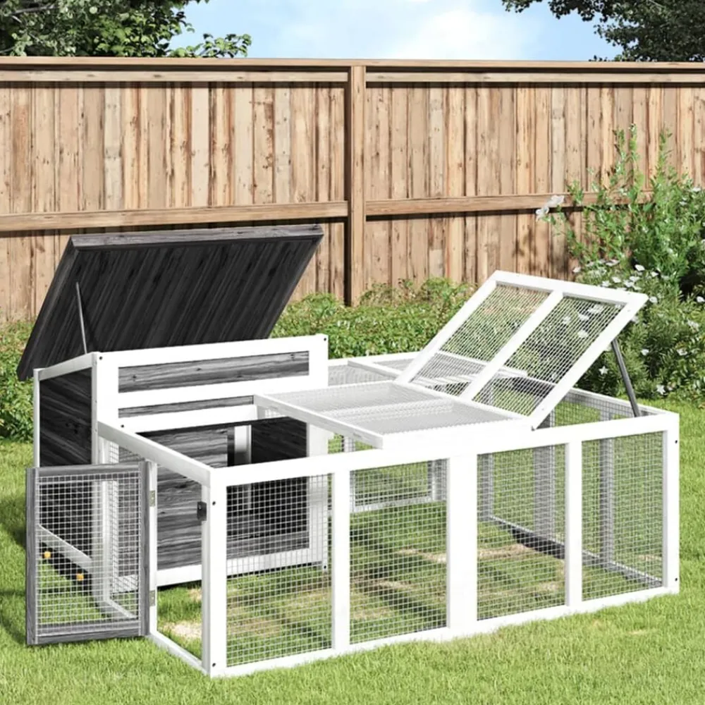Articles Pour Animaux De Compagnie-vidaXL Clapier 144x123x67,5 cm bois de pin massif Gris