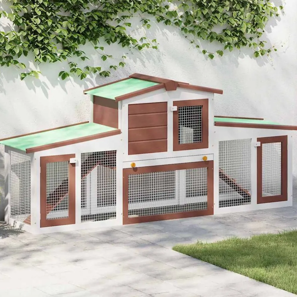 vidaXL Clapier large d'extérieur 201x45x85 cm Bois