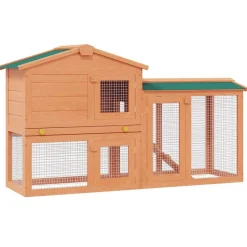 vidaXL Clapier large d'extérieur pour petits animaux de compagnie Bois