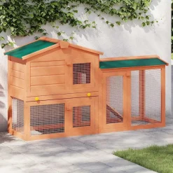 vidaXL Clapier large d'extérieur pour petits animaux de compagnie Bois