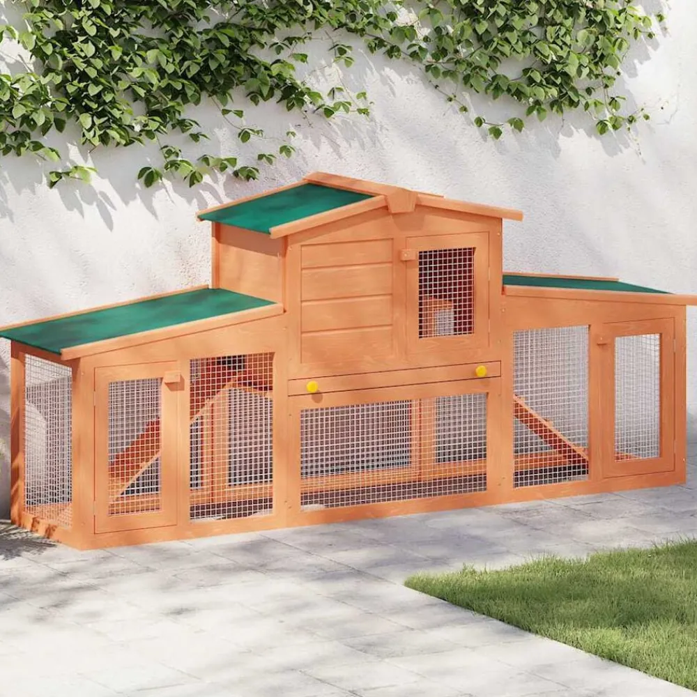 vidaXL Clapier large pour petits animaux avec toits Bois