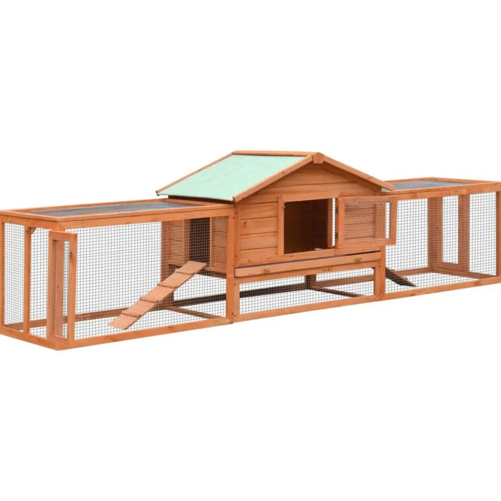 Articles Pour Animaux De Compagnie-vidaXL Clapier Pin massif et sapin 310x70x87 cm Marron