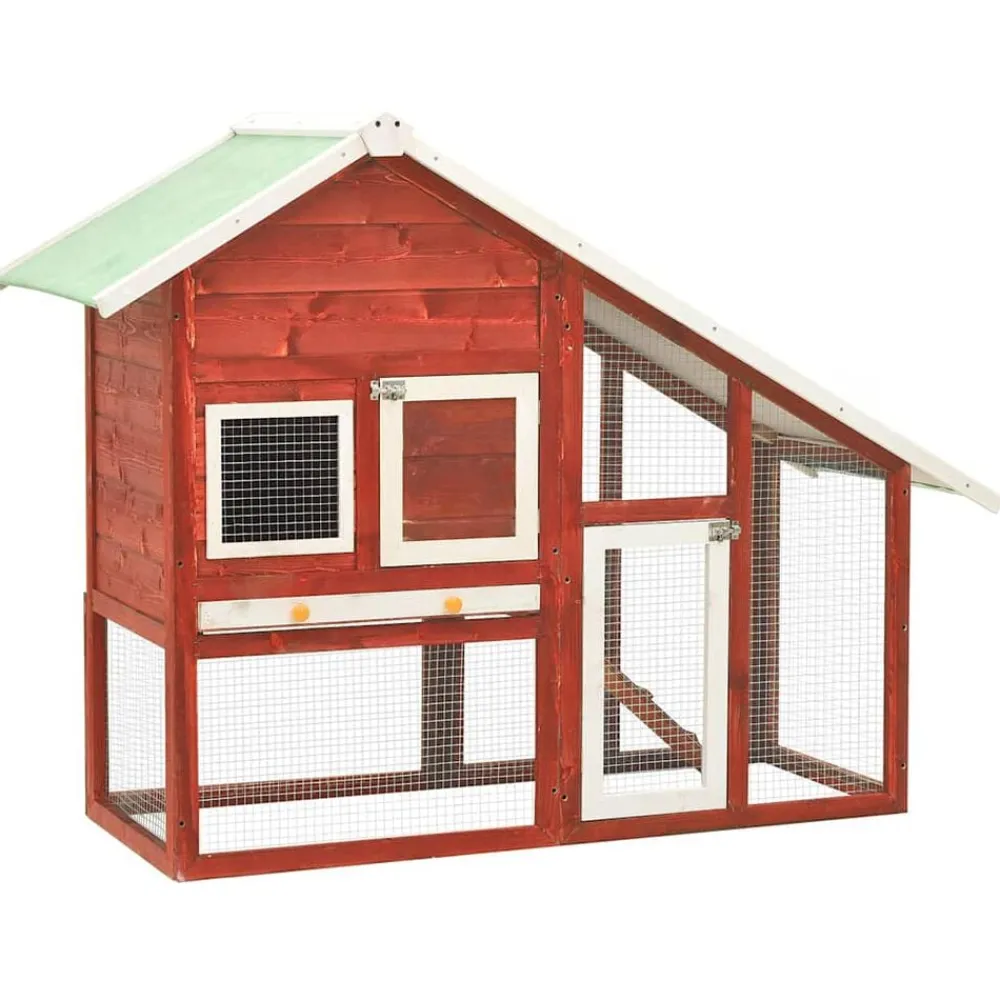 Articles Pour Animaux De Compagnie-vidaXL Clapier 140x63x120 cm Bois de sapin massif Rouge et blanc