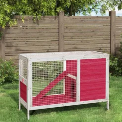 Articles Pour Animaux De Compagnie-vidaXL Clapier 103x44x69,5 cm bois de pin massif Rouge