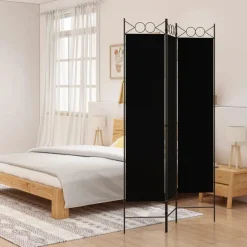 Séparateurs De Pièces-vidaXL Cloison de séparation 3 panneaux 120x200 cm Tissu Noir