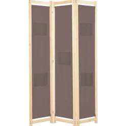 vidaXL Cloison de séparation 3 panneaux Marron 120x170x4 cm Tissu