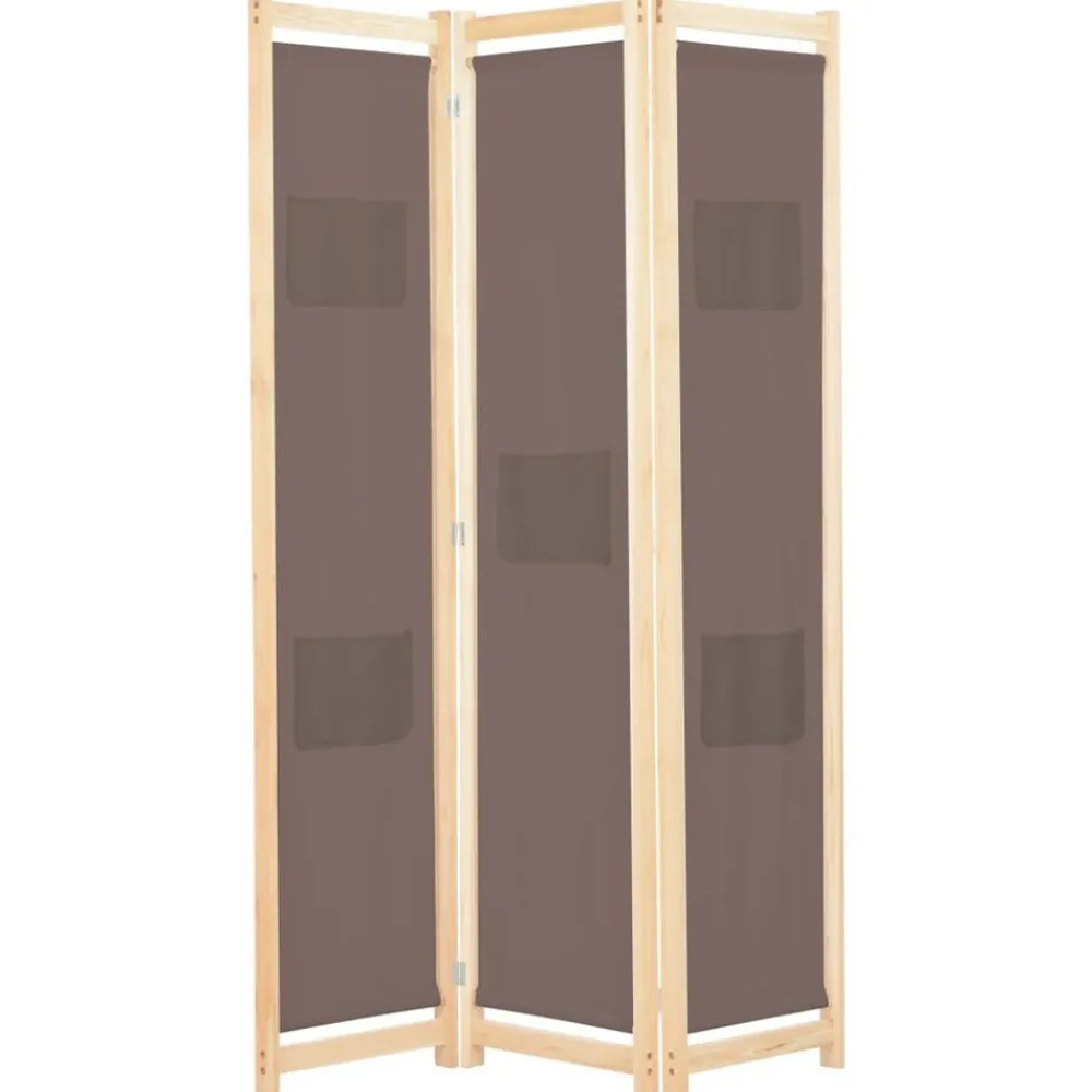 vidaXL Cloison de séparation 3 panneaux Marron 120x170x4 cm Tissu