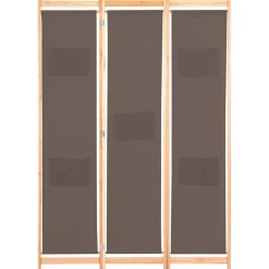 vidaXL Cloison de séparation 3 panneaux Marron 120x170x4 cm Tissu