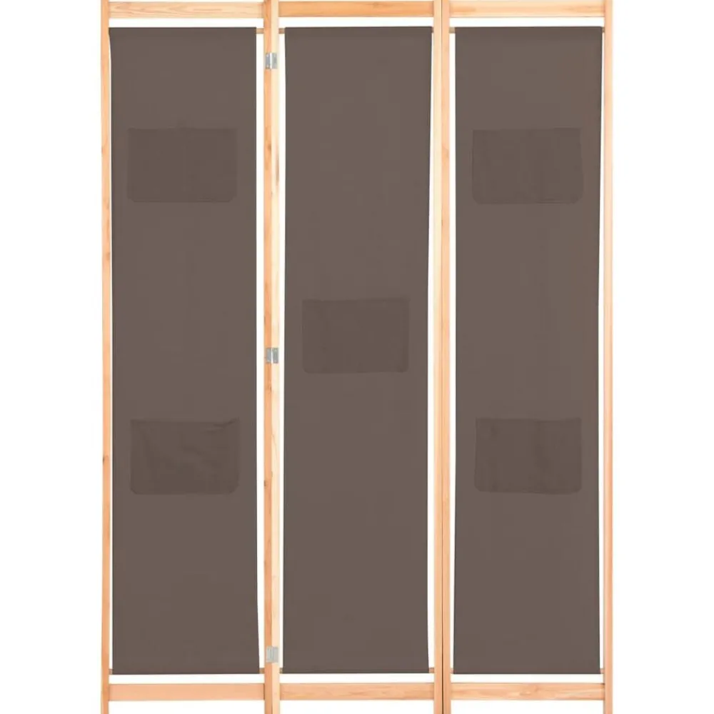 vidaXL Cloison de séparation 3 panneaux Marron 120x170x4 cm Tissu