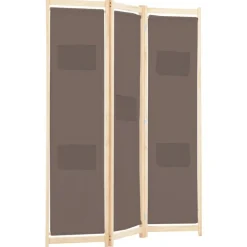 vidaXL Cloison de séparation 3 panneaux Marron 120x170x4 cm Tissu