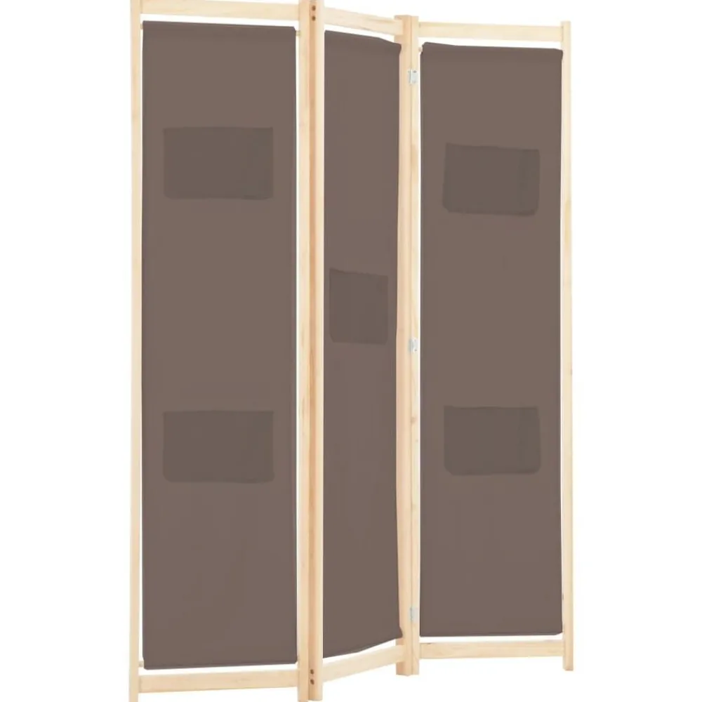 vidaXL Cloison de séparation 3 panneaux Marron 120x170x4 cm Tissu