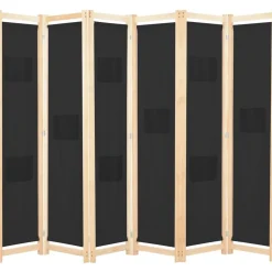 vidaXL Cloison de séparation 6 panneaux Noir 240 x 170 x 4 cm Tissu