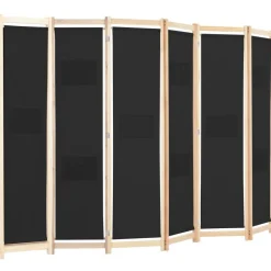 vidaXL Cloison de séparation 6 panneaux Noir 240 x 170 x 4 cm Tissu