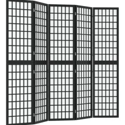 vidaXL Cloison de séparation pliable 5 panneaux 200x170 cm Noir