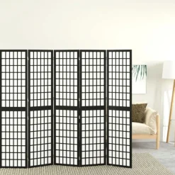vidaXL Cloison de séparation pliable 5 panneaux 200x170 cm Noir