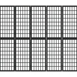vidaXL Cloison de séparation pliable 5 panneaux 200x170 cm Noir