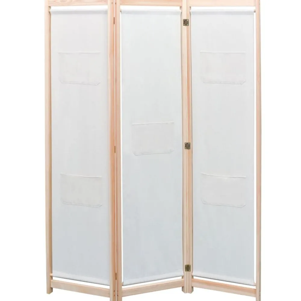 vidaXL Cloison de séparation 3 panneaux Crème 120x170x4 cm Tissu