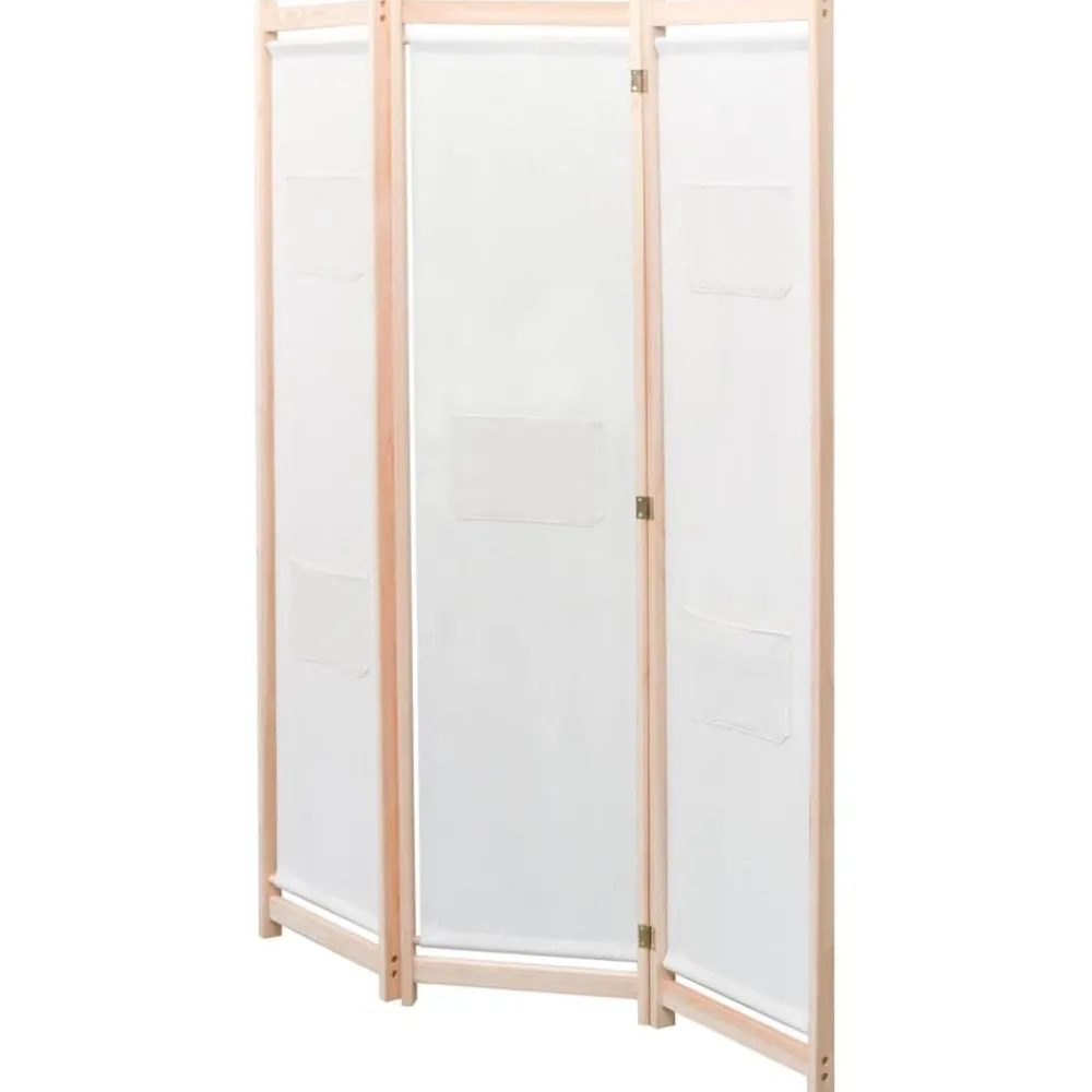 vidaXL Cloison de séparation 3 panneaux Crème 120x170x4 cm Tissu