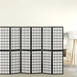 Séparateurs De Pièces-vidaXL Cloison de séparation pliable 6 panneaux 240x170 cm Noir