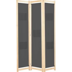 Séparateurs De Pièces-vidaXL Cloison de séparation 3 panneaux Gris 120x170x4 cm Tissu