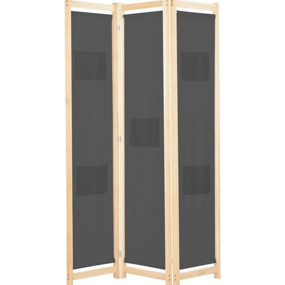 Séparateurs De Pièces-vidaXL Cloison de séparation 3 panneaux Gris 120x170x4 cm Tissu