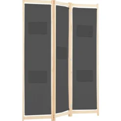 Séparateurs De Pièces-vidaXL Cloison de séparation 3 panneaux Gris 120x170x4 cm Tissu