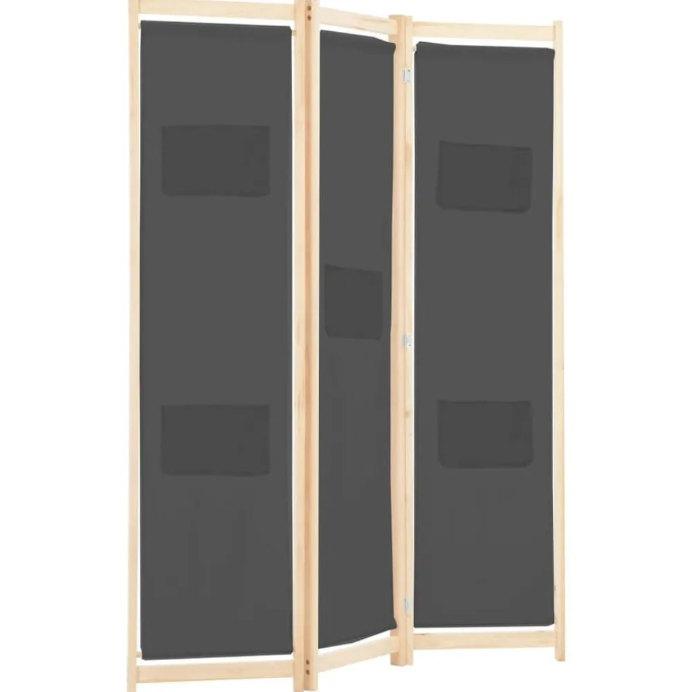 Séparateurs De Pièces-vidaXL Cloison de séparation 3 panneaux Gris 120x170x4 cm Tissu
