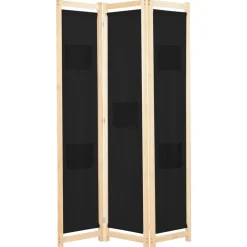 vidaXL Cloison de séparation 3 panneaux Noir 120x170x4 cm Tissu