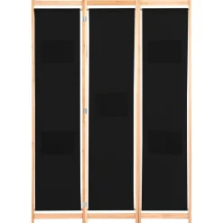 vidaXL Cloison de séparation 3 panneaux Noir 120x170x4 cm Tissu