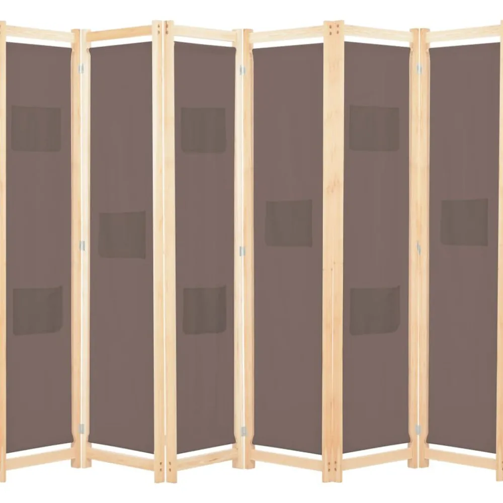 vidaXL Cloison de séparation 6 panneaux Marron 240 x 170 x 4 cm Tissu