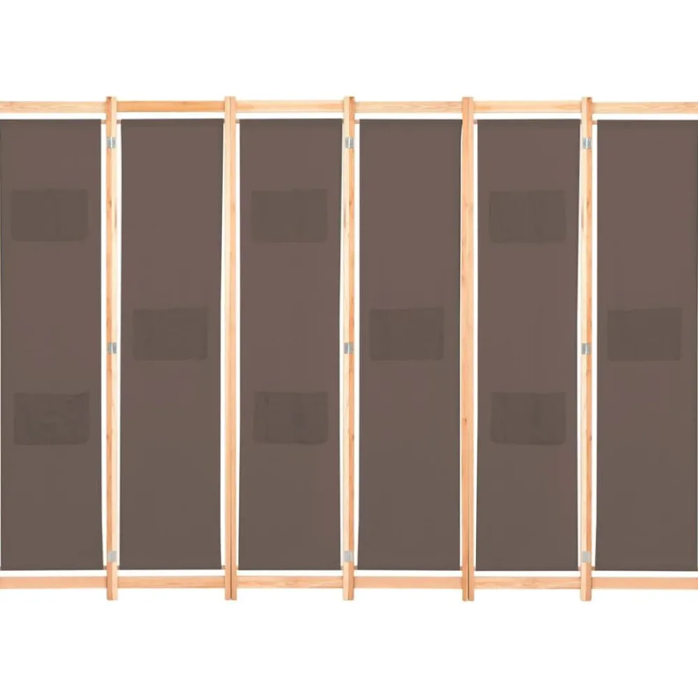 vidaXL Cloison de séparation 6 panneaux Marron 240 x 170 x 4 cm Tissu