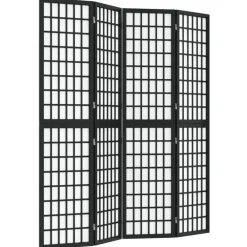 vidaXL Cloison de séparation pliable 4 panneaux 160x170 cm Noir